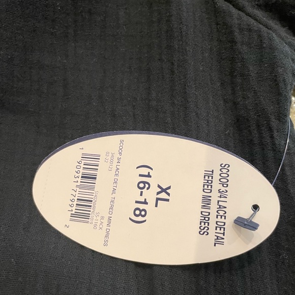 Scoop Women's 3/4 Sleeve Lace Detail Tiered Mini Dress - Picture 9 of 9